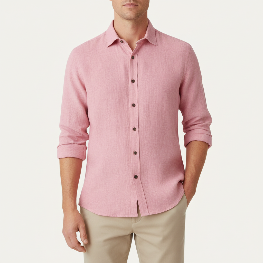 Vauje | Camicia in lino a maniche lunghe con colletto francese