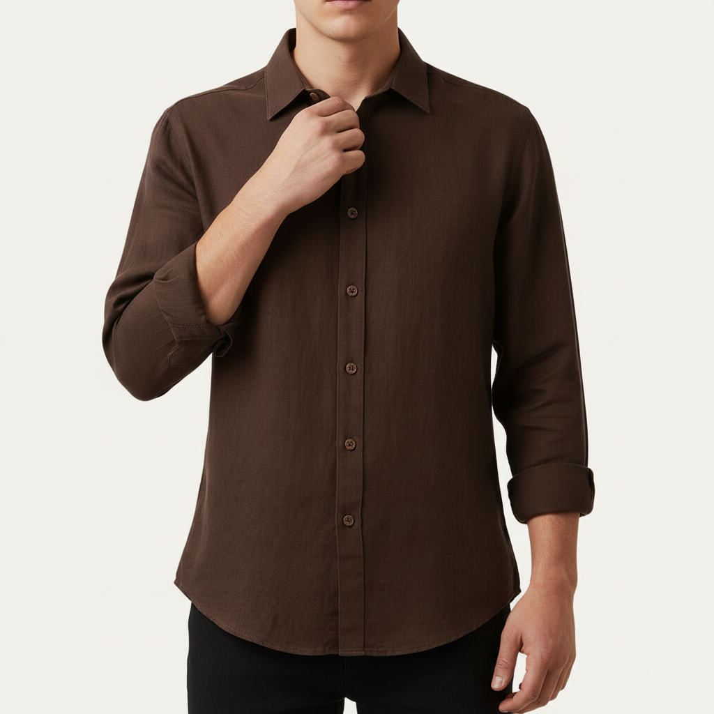 Vauje | Camicia in lino a maniche lunghe con colletto francese