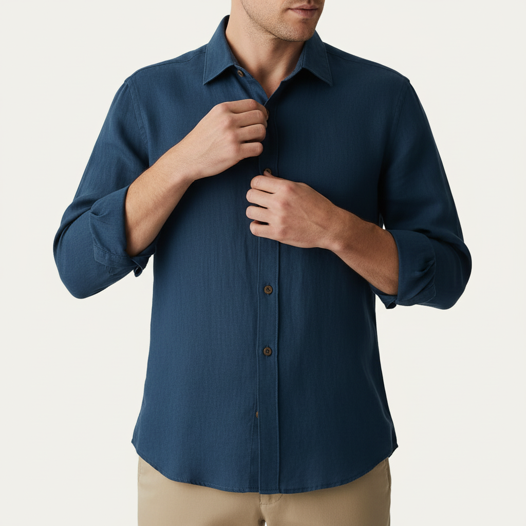 Vauje | Camicia in lino a maniche lunghe con colletto francese