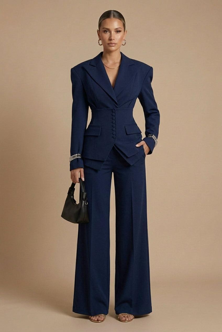Vauje | Completo composto da blazer con revers a punta e pantaloni