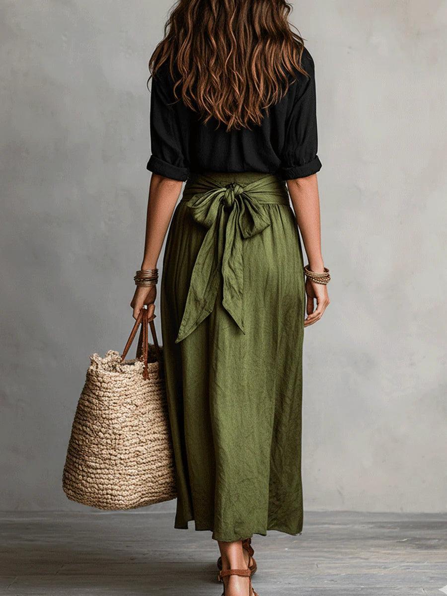 Vauje | Completo due pezzi composto da top svolazzante ed gonna midi