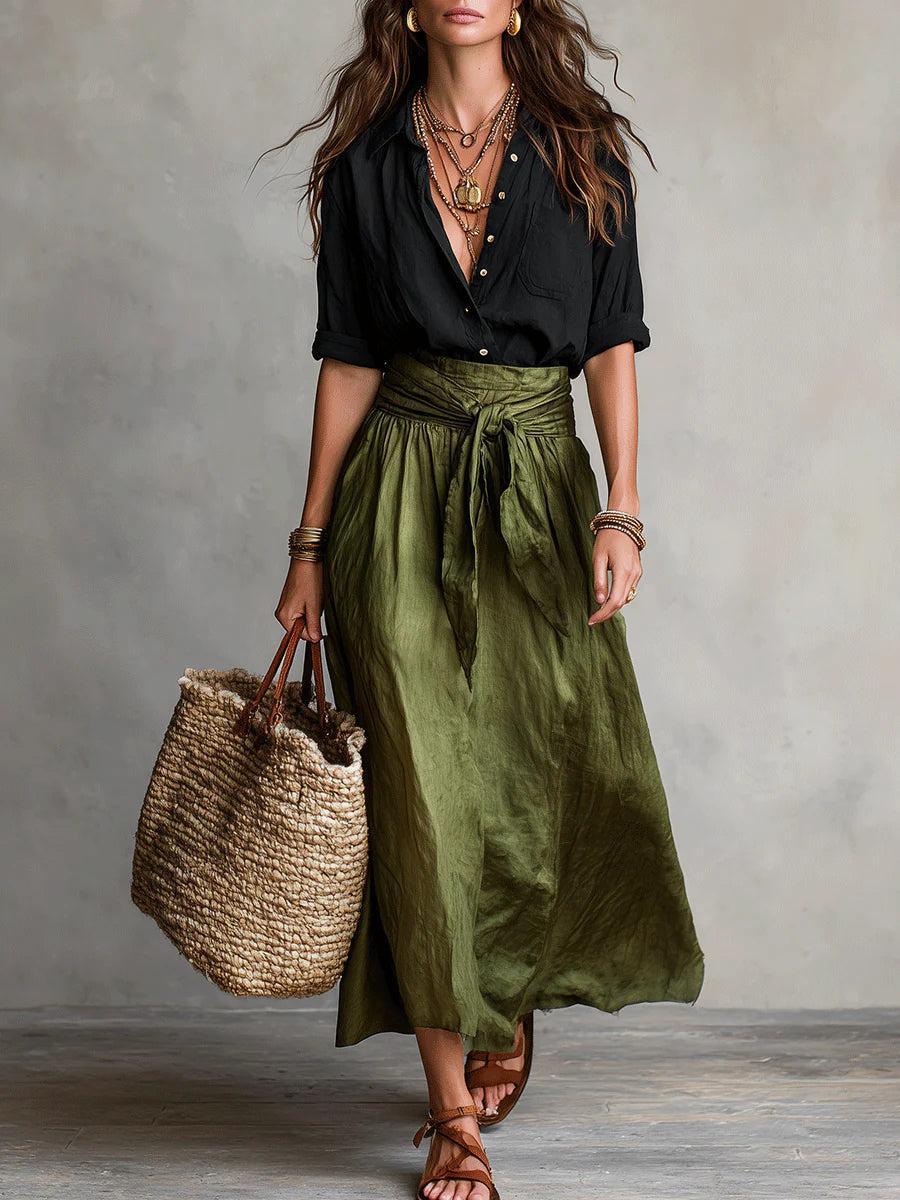 Vauje | Completo due pezzi composto da top svolazzante ed gonna midi