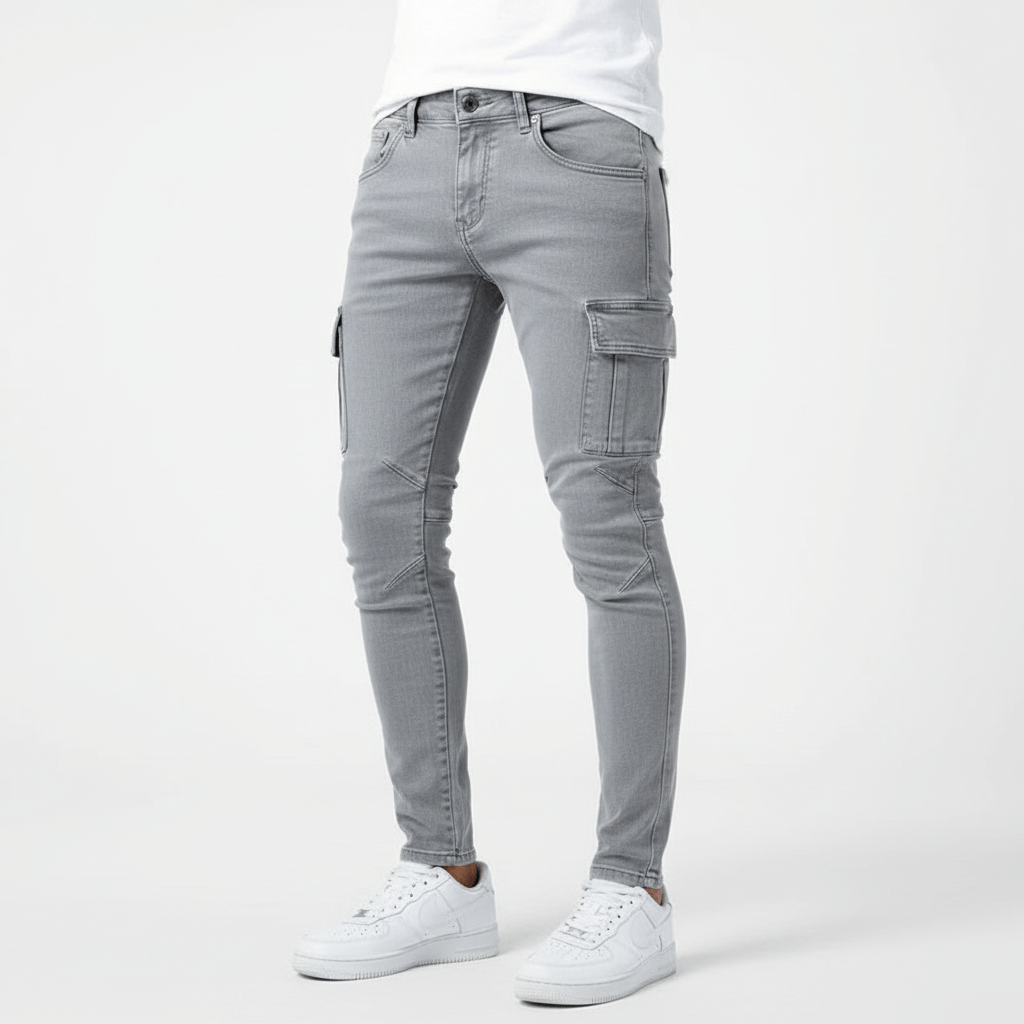 Vauje | Jeans skinny con tasche cargo e vestibilità slim