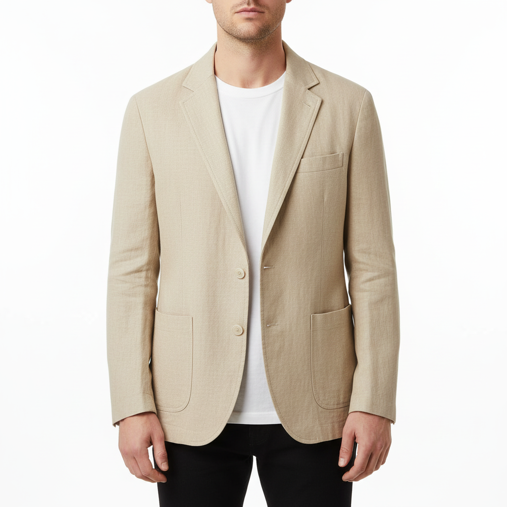 Vauje | Lino blazer estivo con revers classici