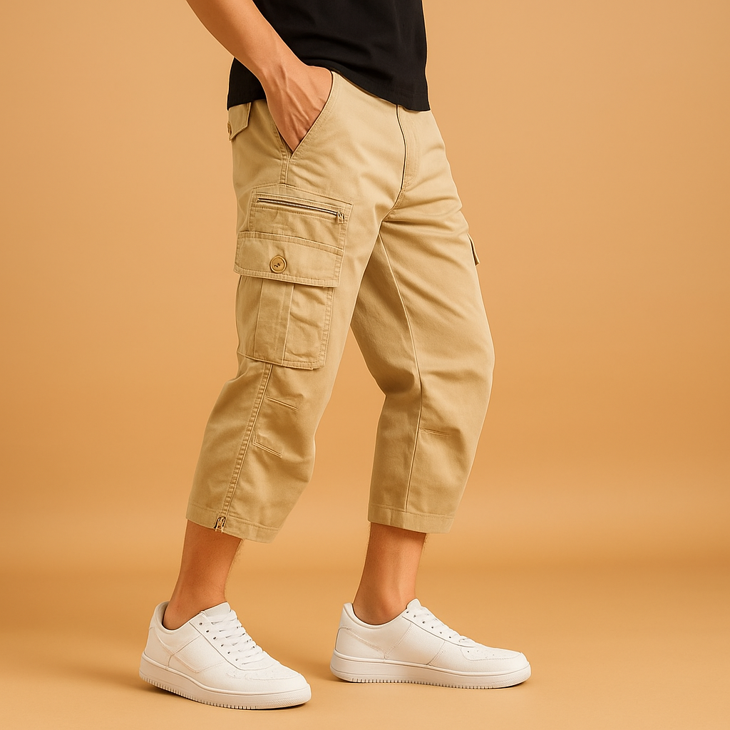 Vauje | Pantaloncini cargo lunghi in cotone con tasche laterali