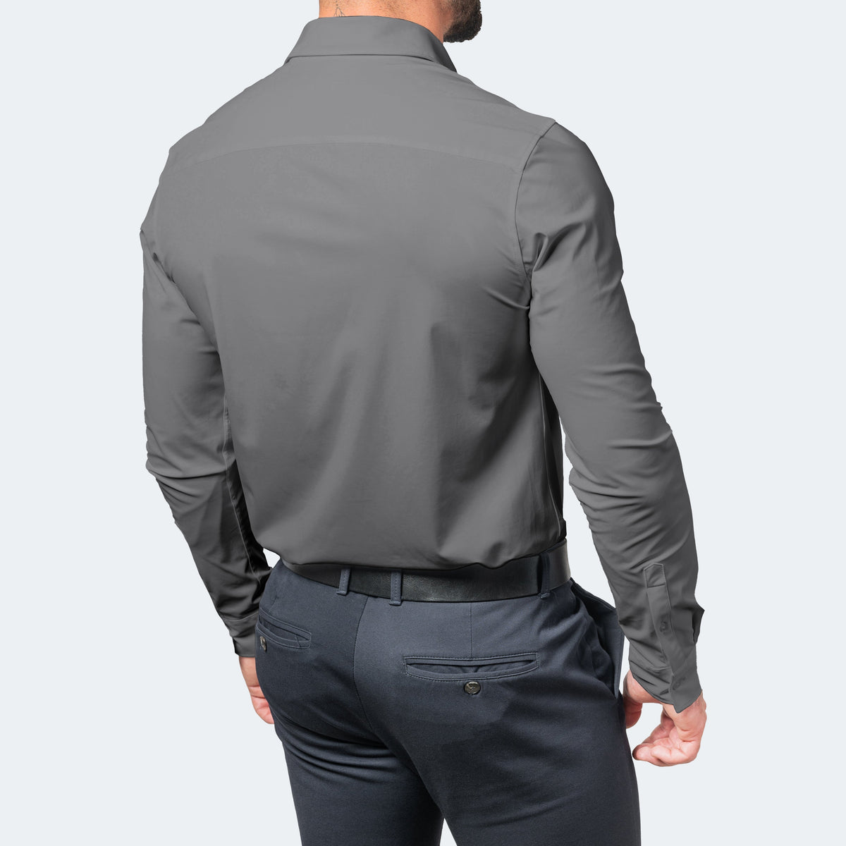 Camicia da uomo a maniche lunghe, elasticizzata e no stiro, slim fit elegante - foto 7