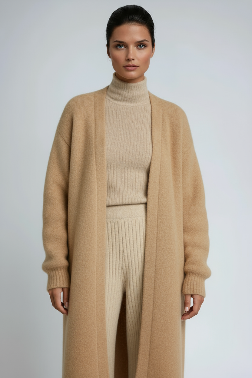 Cardigan lungo da donna in morbida maglia, oversize e aperto, per l'autunno e l'inverno - view 8