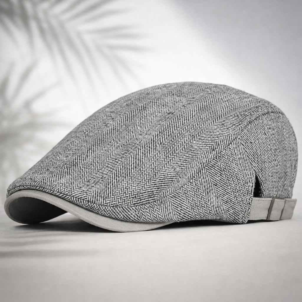 Coppola da uomo a spina di pesce, cappello piatto inglese per autunno e inverno - Grigio