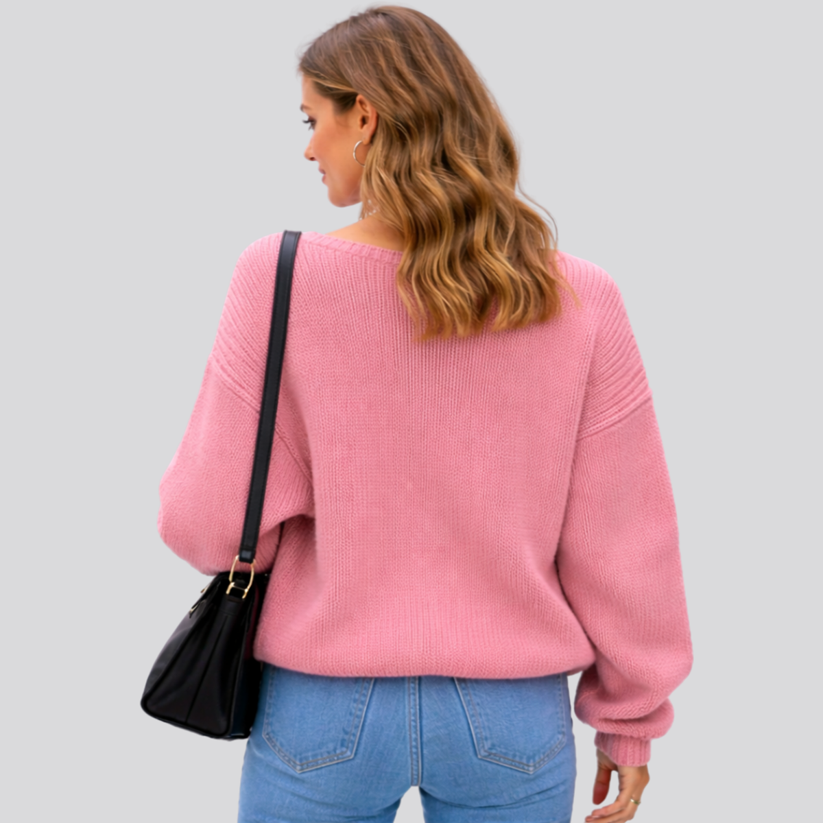 Maglione oversize da donna in misto lana con scollo a barchetta, caldo e morbido per l'inverno - view 13