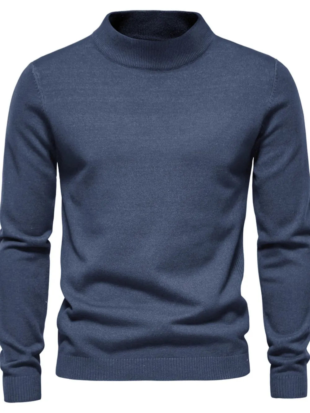 Maglione uomo a collo alto in maglia, elegante e caldo per autunno e inverno - Blu mare