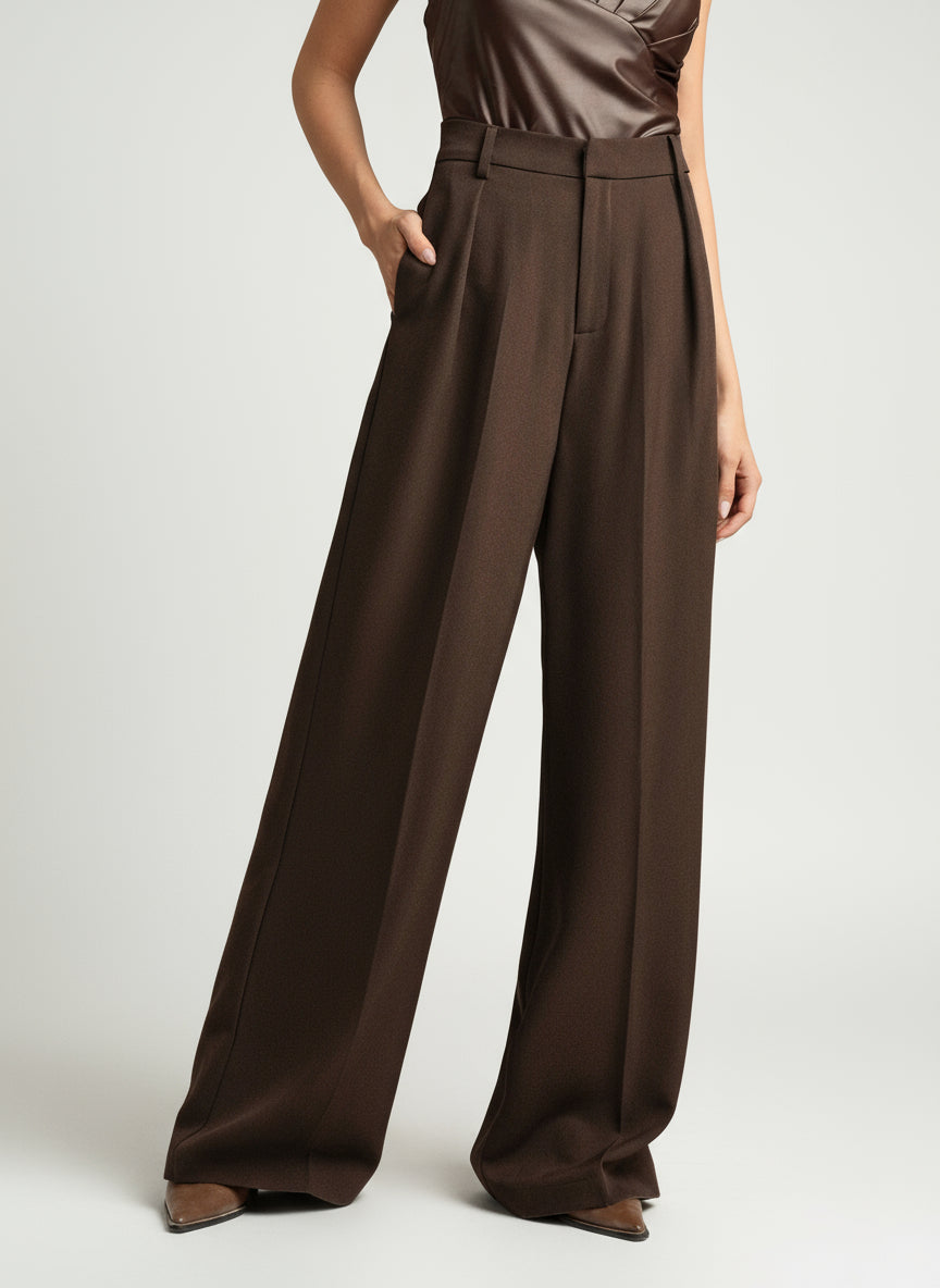 Pantaloni palazzo donna a vita alta, sartoriali ed eleganti, per ufficio e cerimonia - view 19