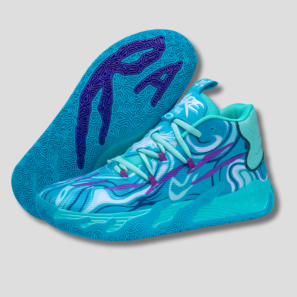 Scarpe da basket da uomo sportive con suola in gomma e tomaia traspirante, per palestra e allenamento - Azzurro