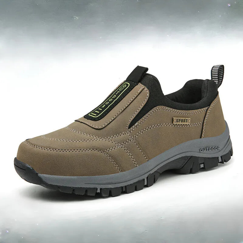 Scarpe da trekking da uomo senza lacci, comode per camminata e tempo libero - Cachi
