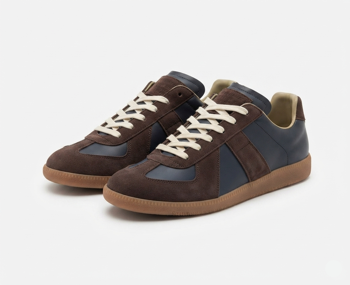 Sneakers da uomo in camoscio e pelle, scarpe basse casual per tutti i giorni - Blu