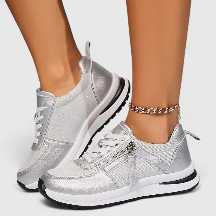 Sneakers donna eleganti e comode con zeppa interna e chiusura a zip - view 7