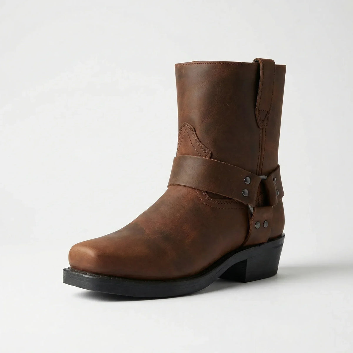 Stivali texani da uomo in pelle con cinturino e borchie, in stile western, per tutti i giorni e con i jeans - view 3