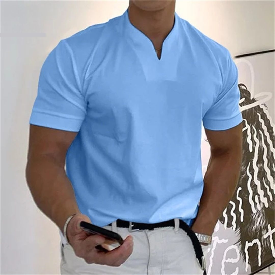T-shirt da uomo slim fit con scollo a V e maniche corte, per tutti i giorni e per l'estate - maglietta uomo - Blu