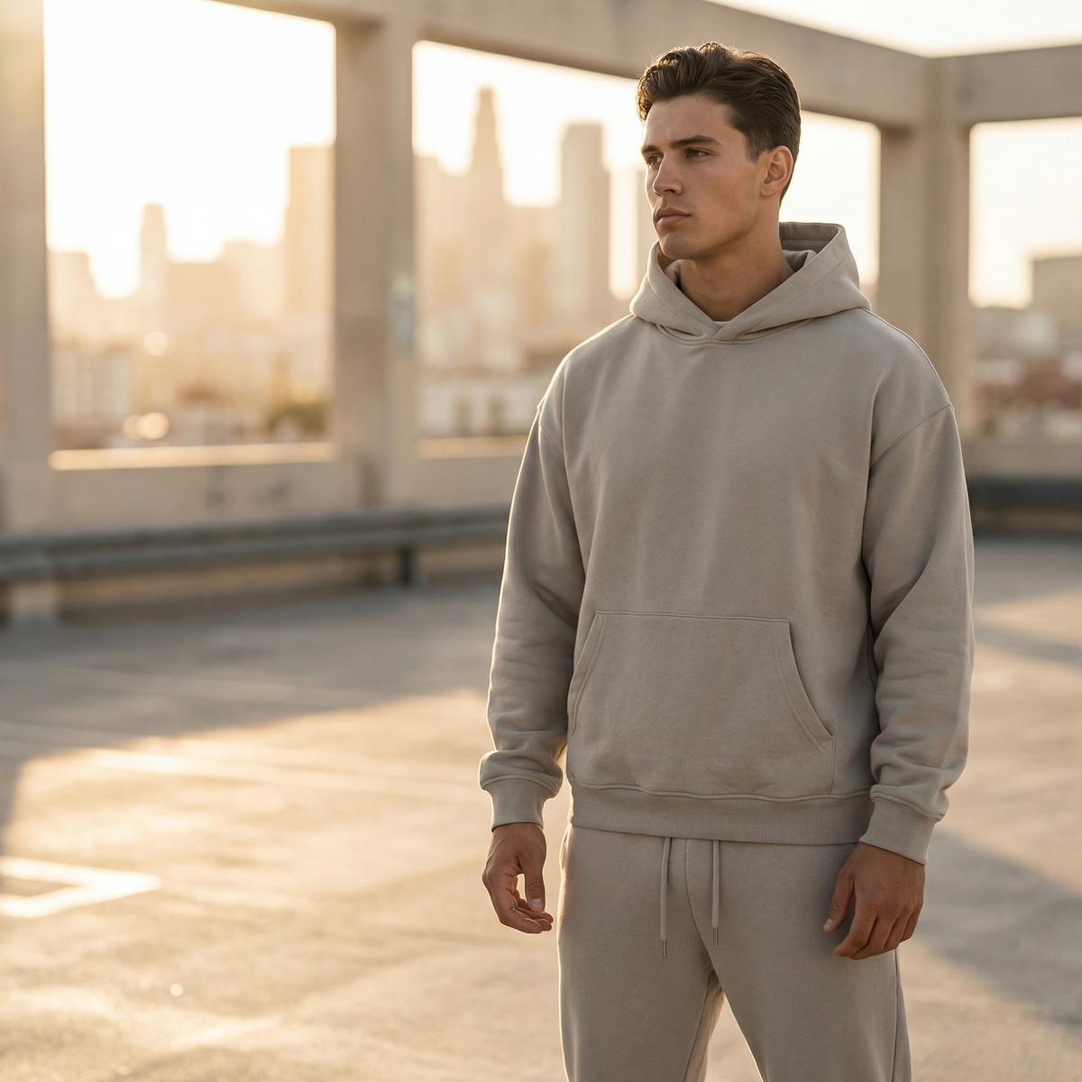 Tuta uomo completa oversize con cappuccio, felpa e pantaloni, casual - foto 7