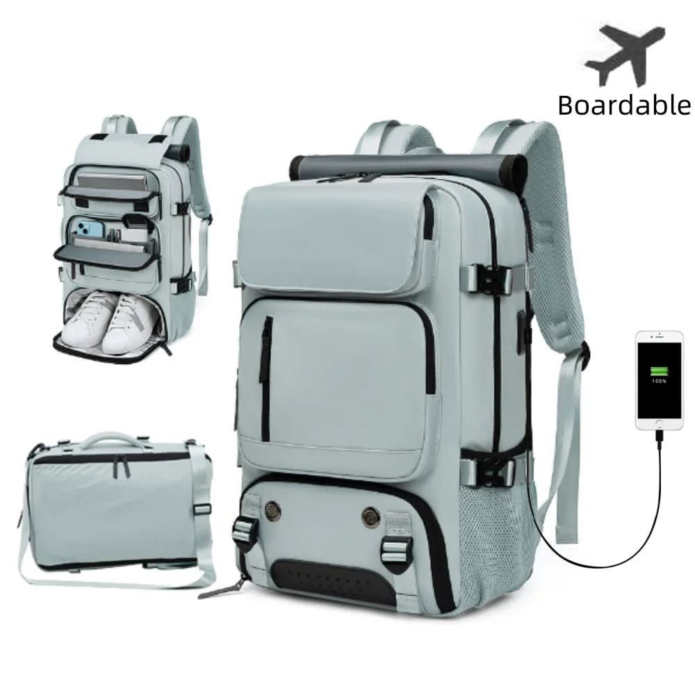Zaino da viaggio capiente con porta pc e scomparto scarpe, per aereo e trekking - view 15