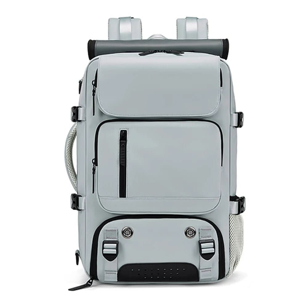 Zaino da viaggio capiente con porta pc e scomparto scarpe, per aereo e trekking - Grigio chiaro