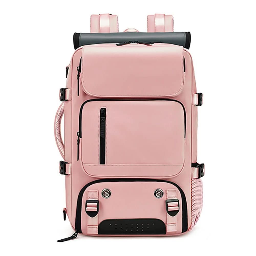 Zaino da viaggio capiente con porta pc e scomparto scarpe, per aereo e trekking - Rosa