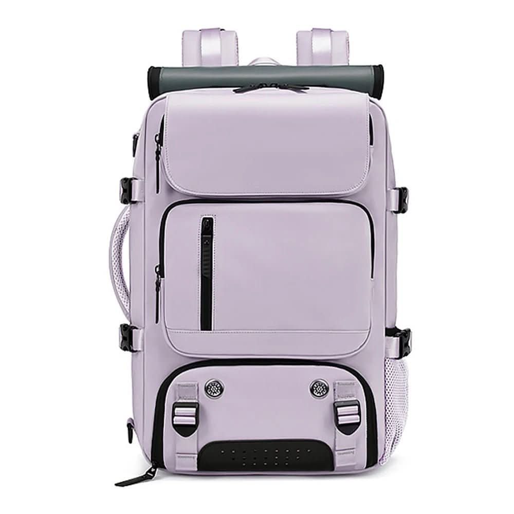 Zaino da viaggio capiente con porta pc e scomparto scarpe, per aereo e trekking - Viola chiaro