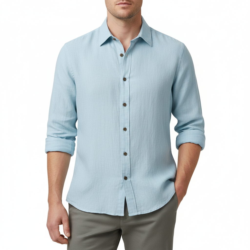 Vauje | Camicia in lino a maniche lunghe con colletto francese