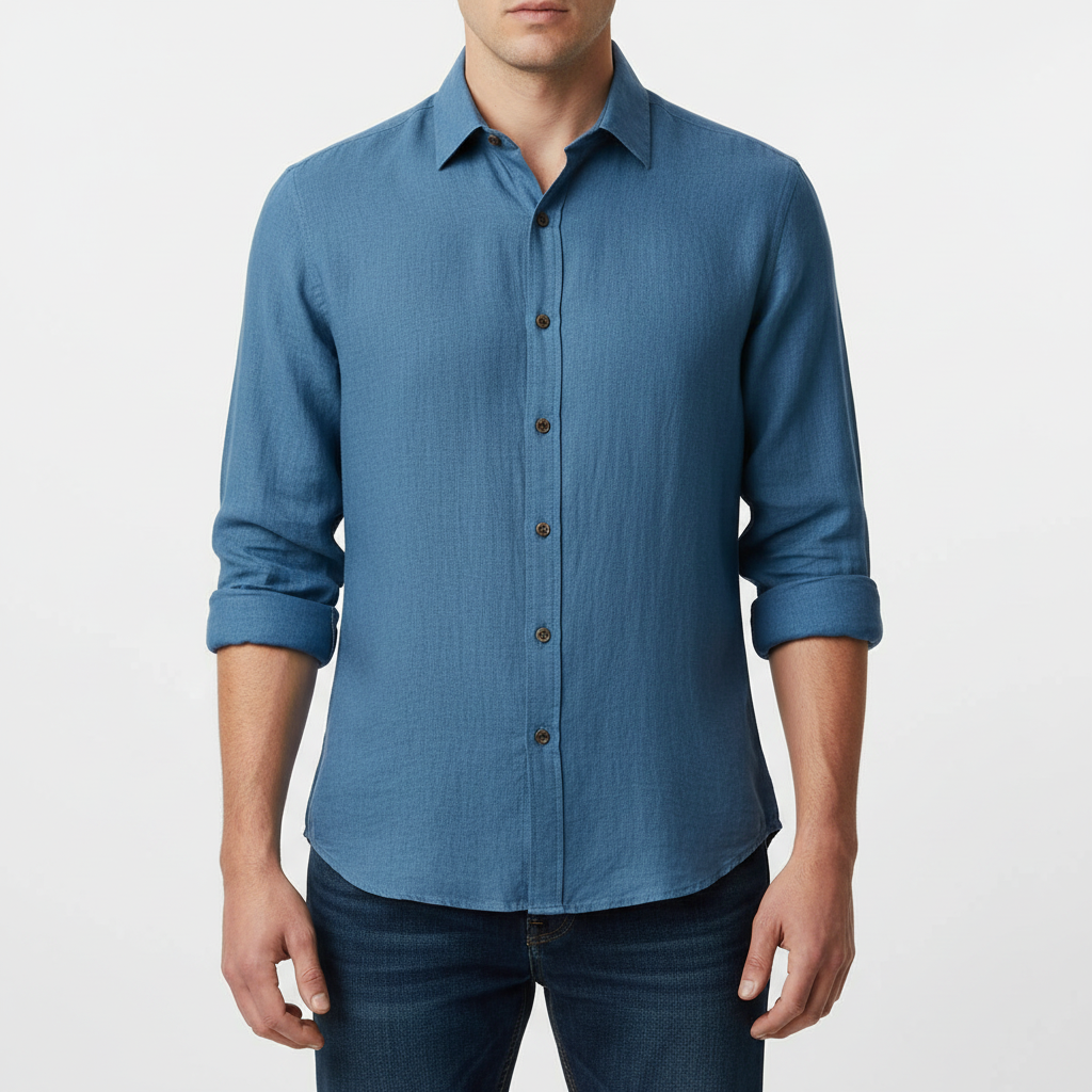 Vauje | Camicia in lino a maniche lunghe con colletto francese