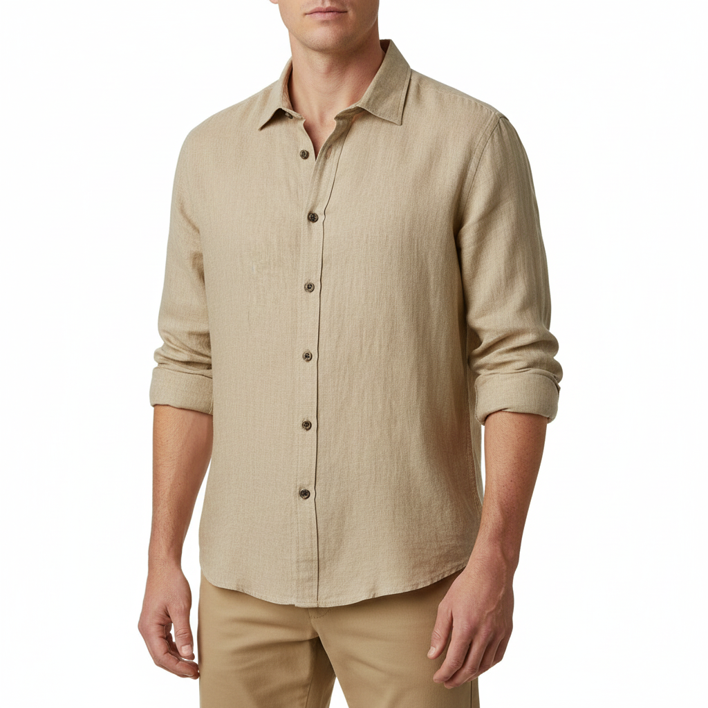 Vauje | Camicia in lino a maniche lunghe con colletto francese