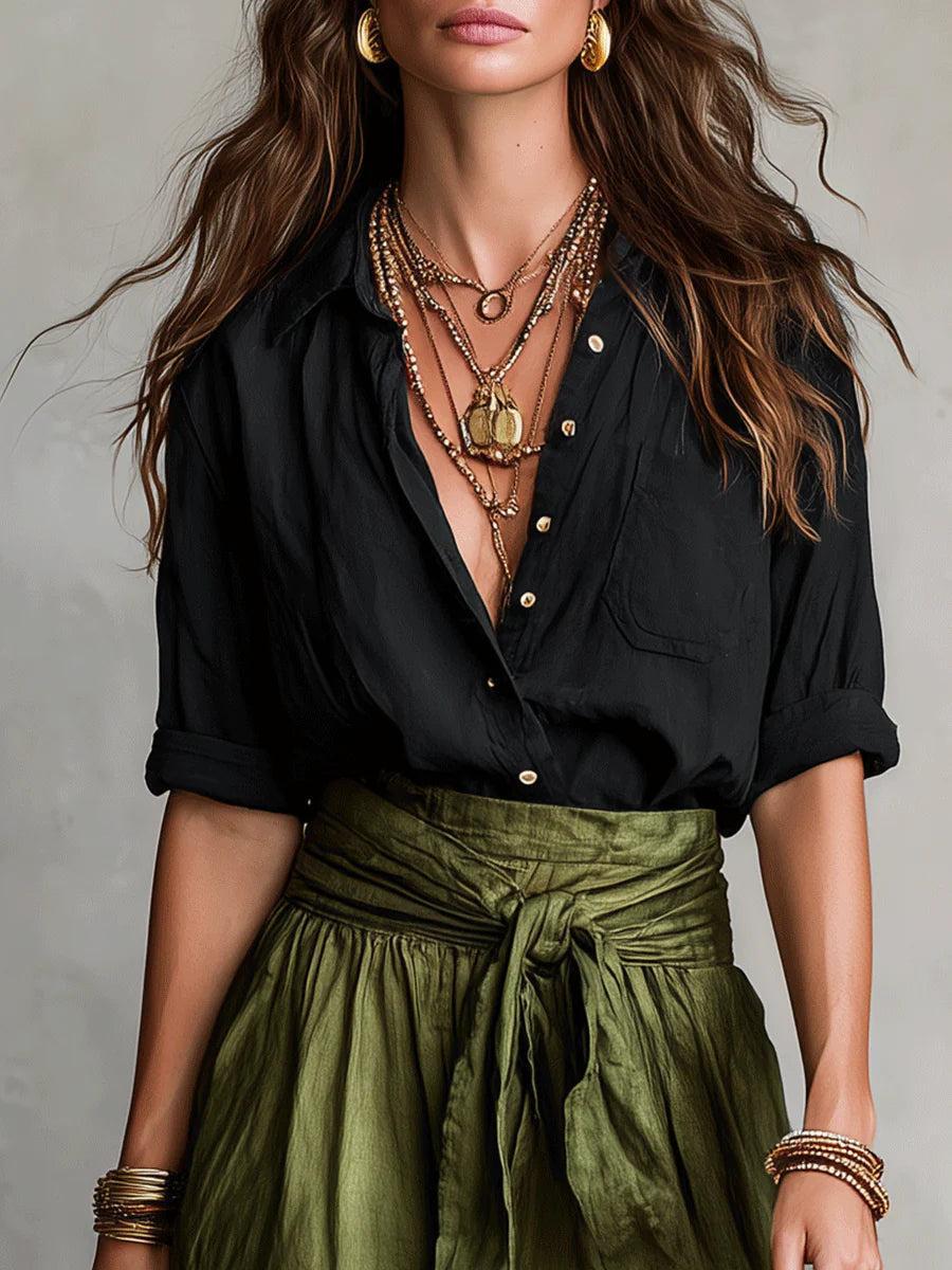 Vauje | Completo due pezzi composto da top svolazzante ed gonna midi