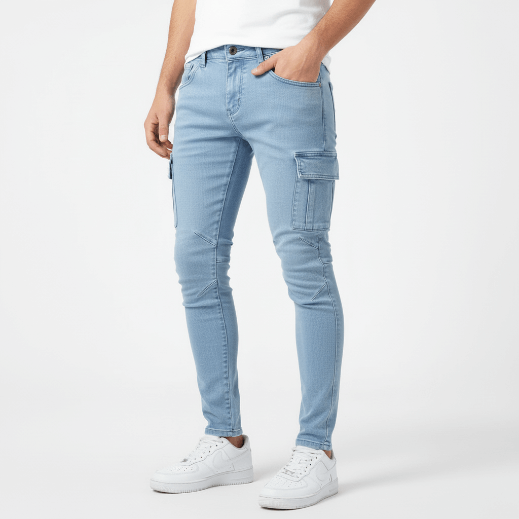 Vauje | Jeans skinny con tasche cargo e vestibilità slim