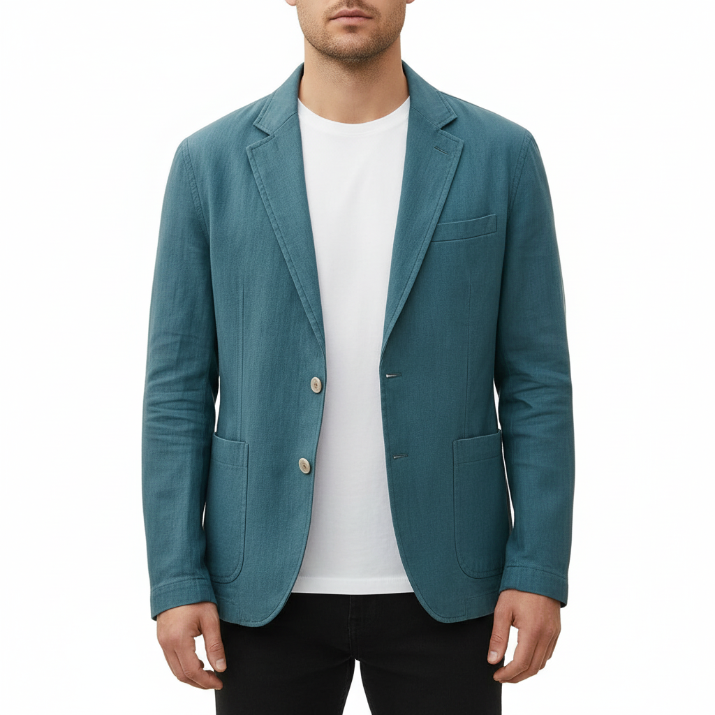 Vauje | Lino blazer estivo con revers classici