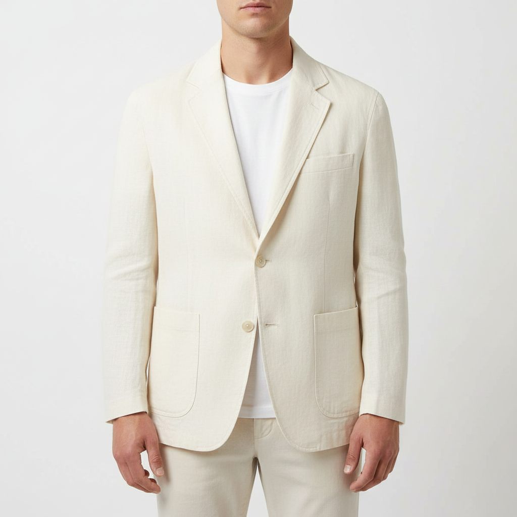 Vauje | Lino blazer estivo con revers classici