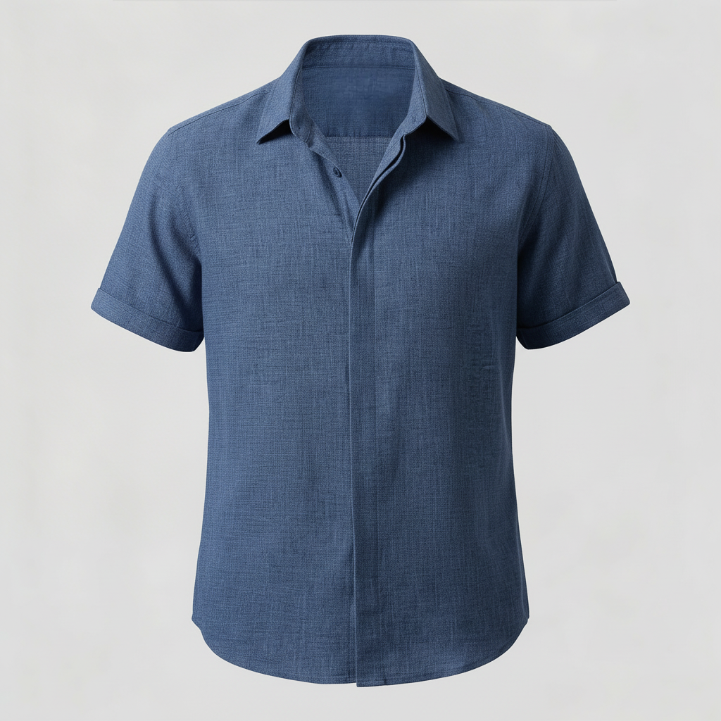 Vauje | Lino traspirante, collo aperto, maniche corte, camicia estiva uomo