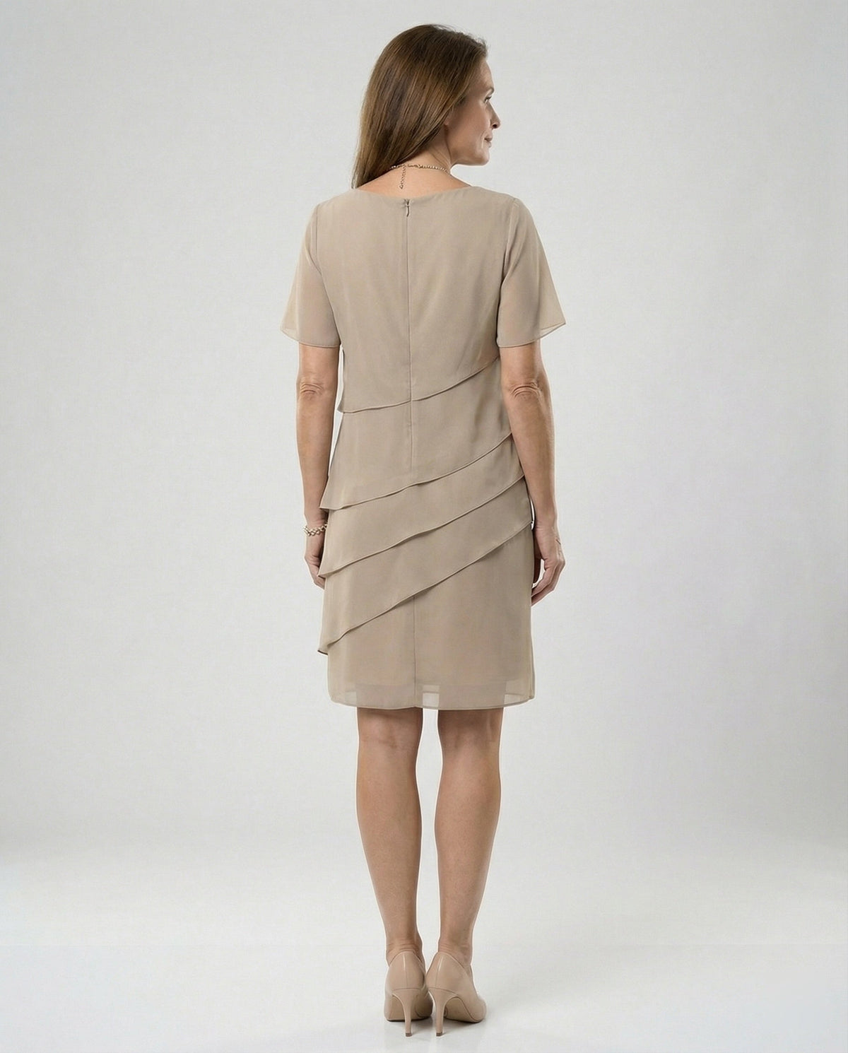 Vauje | Mini abito in chiffon con maniche corte e scollo rotondo