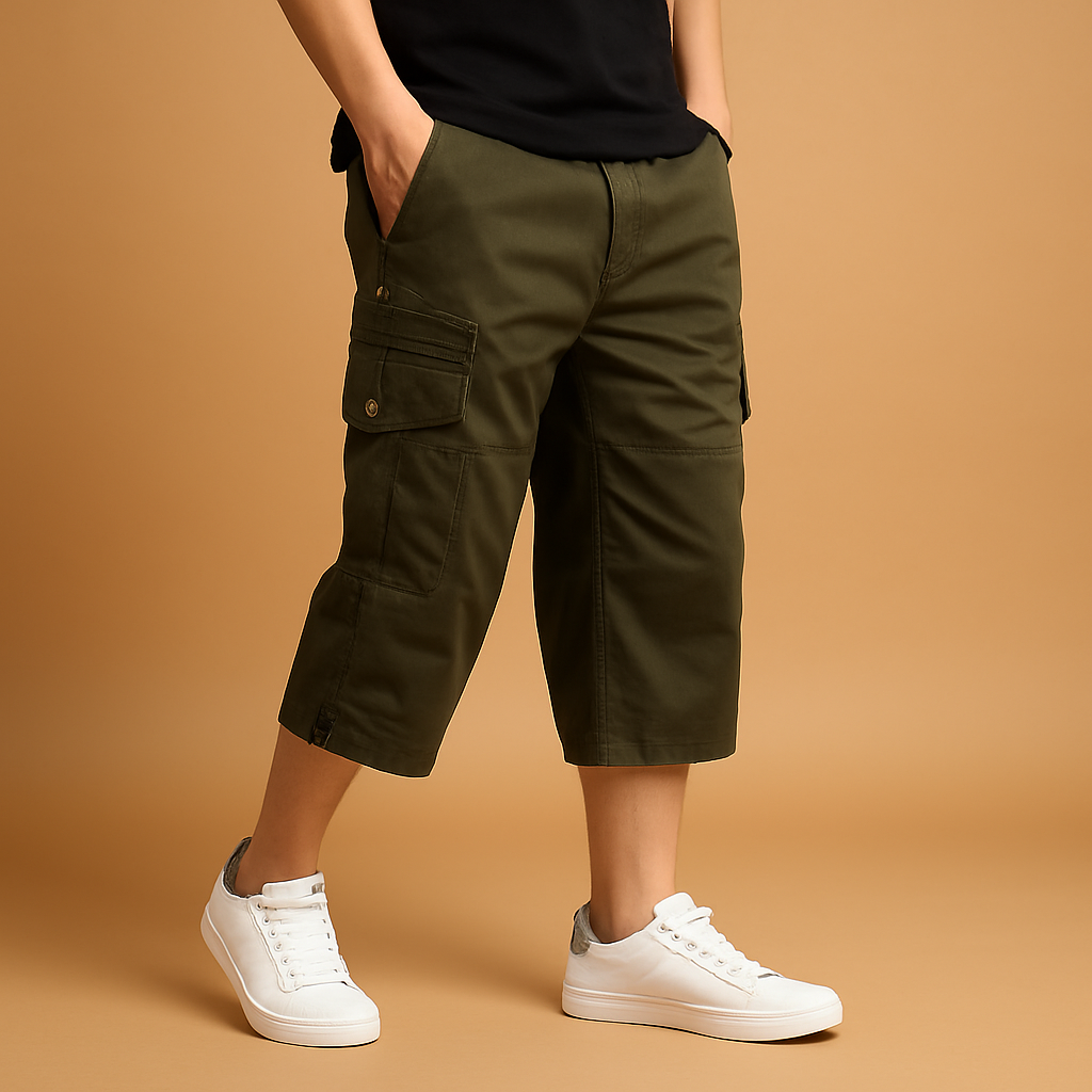 Vauje | Pantaloncini cargo lunghi in cotone con tasche laterali