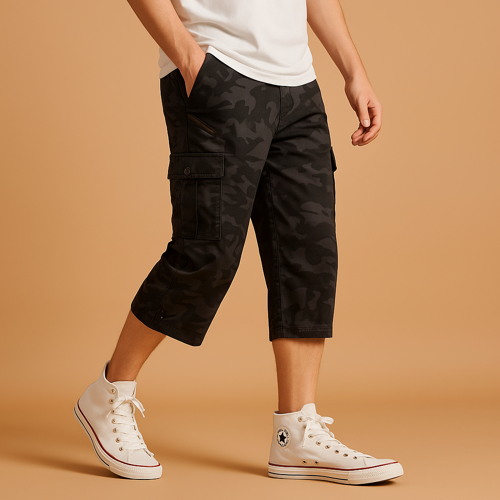 Vauje | Pantaloncini cargo lunghi in cotone con tasche laterali