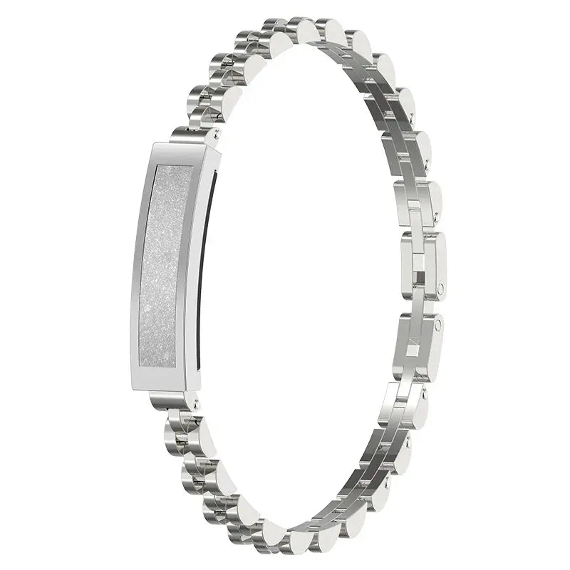 Bracciale activity tracker da donna, elegante in acciaio con contapassi - Argento