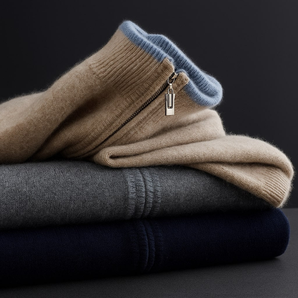 Cardigan da uomo in lana merino con zip e collo alto, per autunno e inverno - foto 5