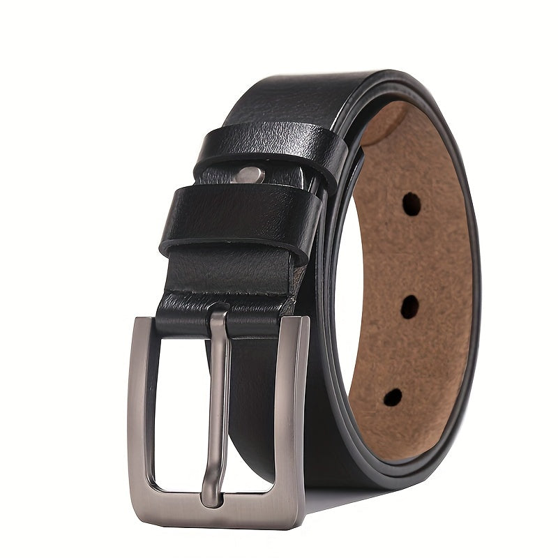 Cintura da uomo classica in similpelle con fibbia ad ardiglione, elegante per jeans e abito - Nero