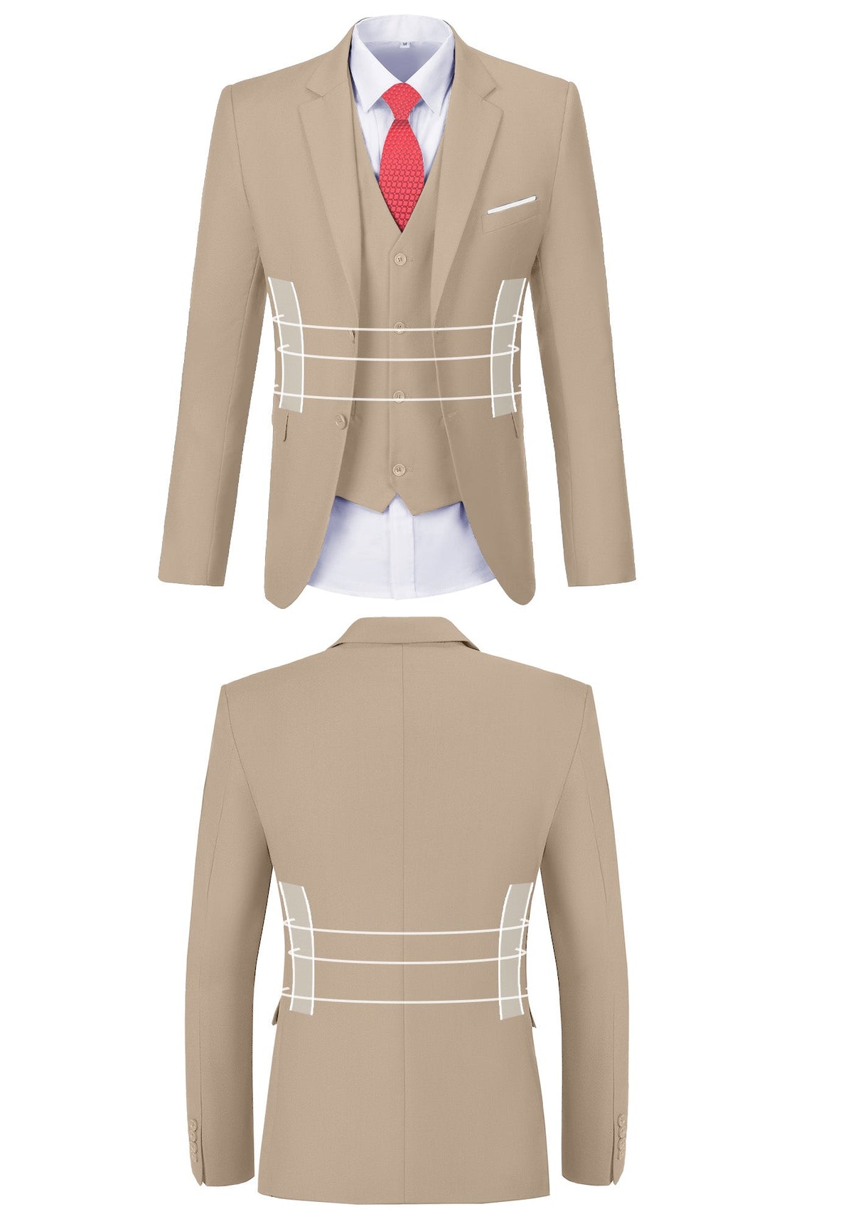 Completo uomo elegante 3 pezzi slim fit con gilet, da cerimonia e matrimonio - foto 29