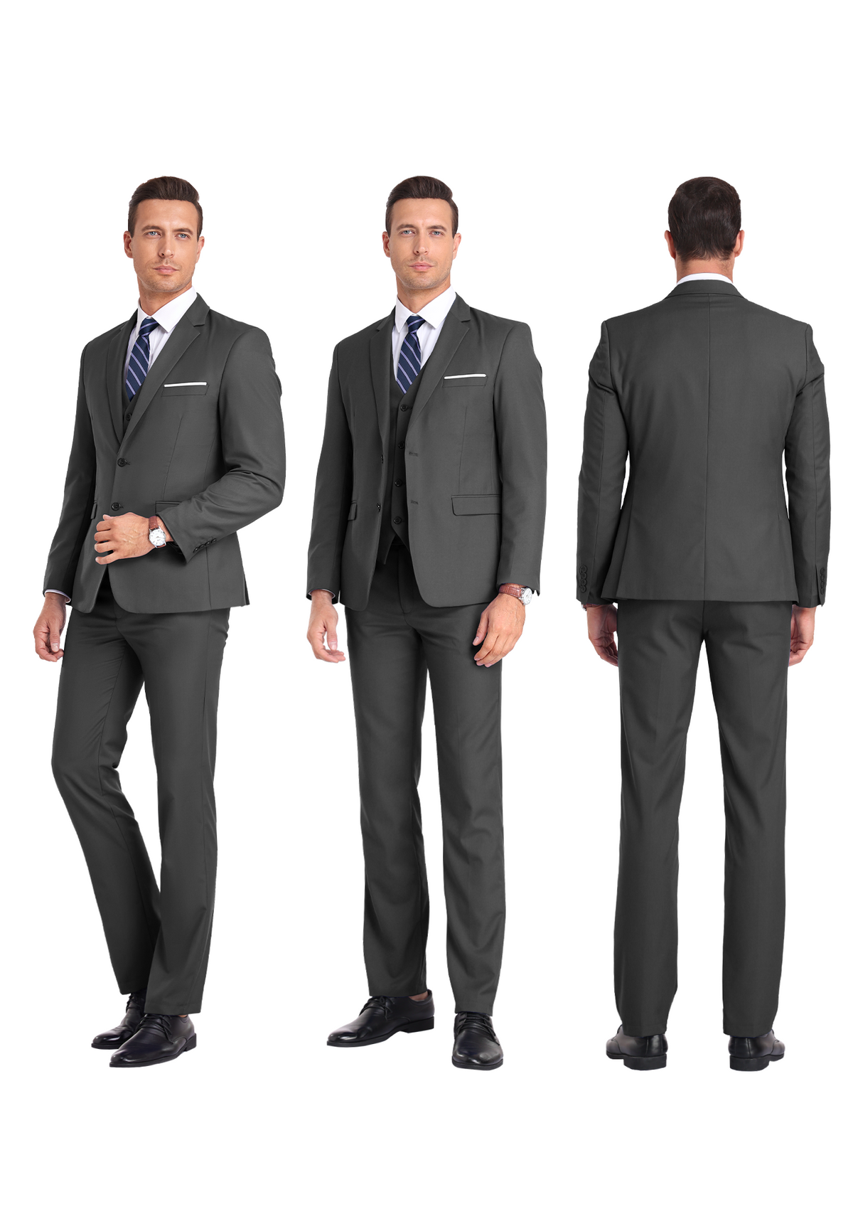 Completo uomo elegante 3 pezzi slim fit con gilet, da cerimonia e matrimonio - foto 33