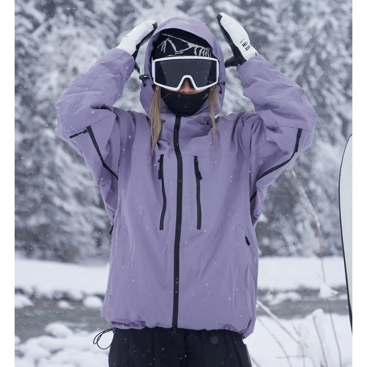 Giacca da sci e snowboard con cappuccio, sportiva e calda per l'inverno - Viola