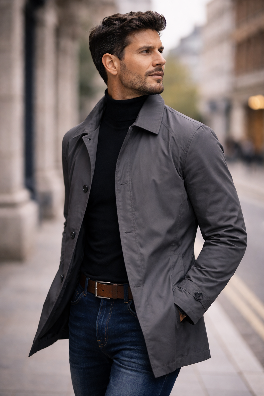 Giacca da uomo mezza stagione con colletto classico, leggera, elegante e casual - view 7