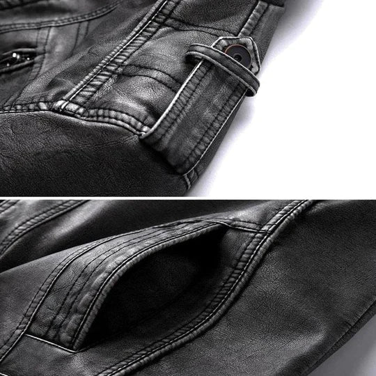 Giacca di pelle da uomo con collo alla coreana, casual ed elegante per autunno e inverno - foto 3