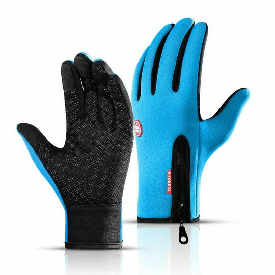 Guanti termici invernali touch screen da sci, snowboard e neve, antivento - Celeste
