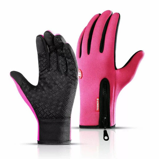 Guanti termici invernali touch screen da sci, snowboard e neve, antivento - Rosa