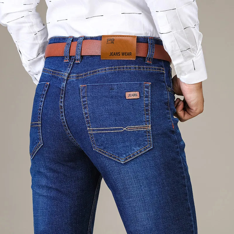 Jeans slim fit da uomo elasticizzati, comodi per ufficio e tempo libero - Blu