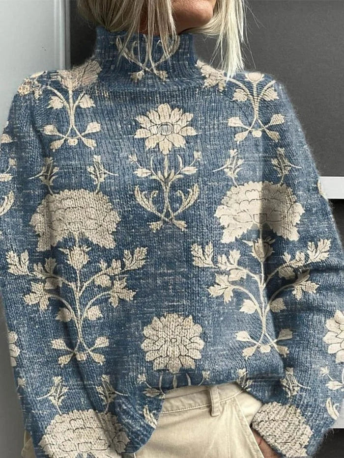 Maglione a collo alto da donna in morbida maglia, vestibilità oversize, caldo per autunno e inverno - Azzurro