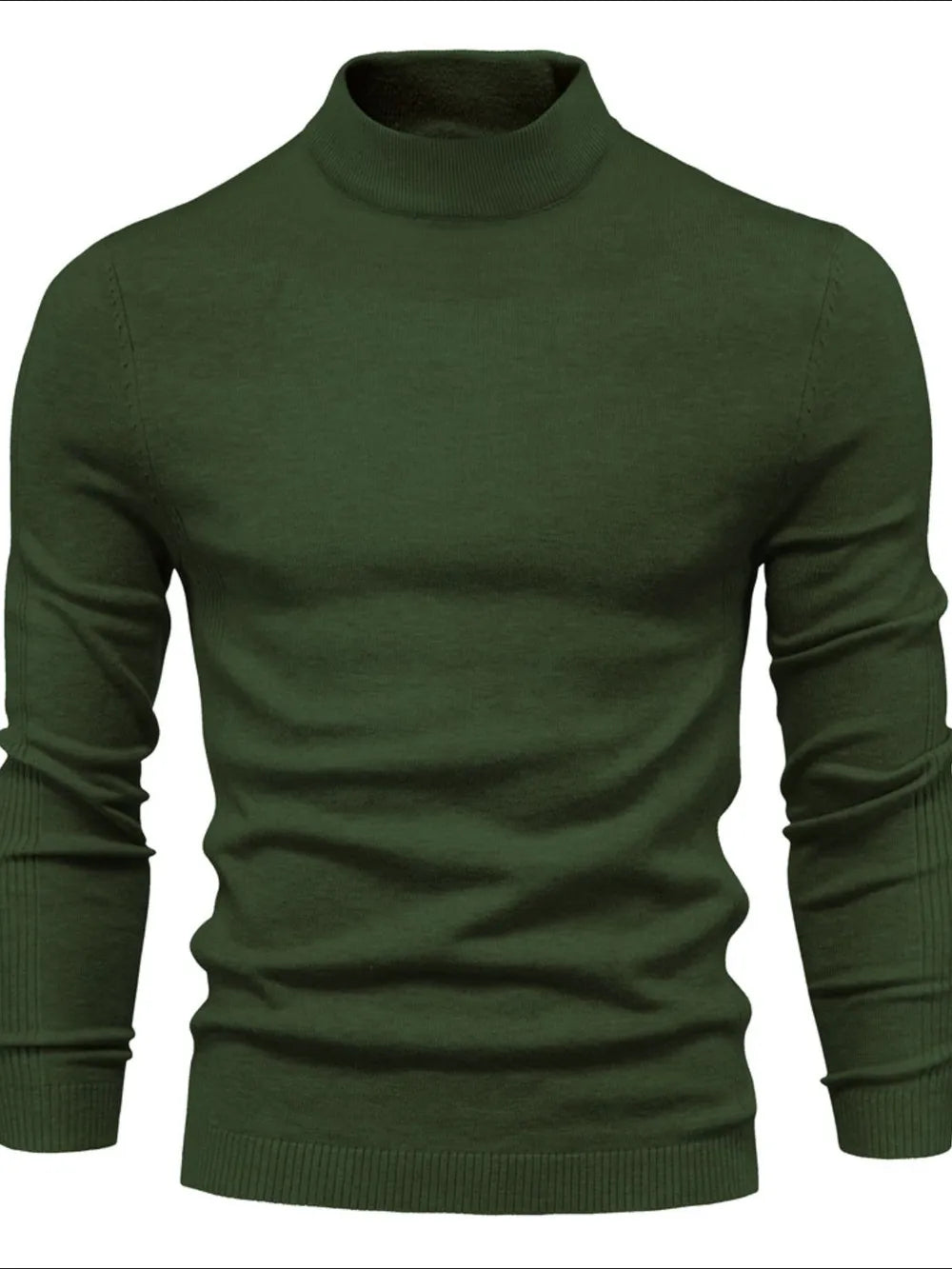 Maglione uomo a collo alto in maglia, elegante e caldo per autunno e inverno - Verde militare